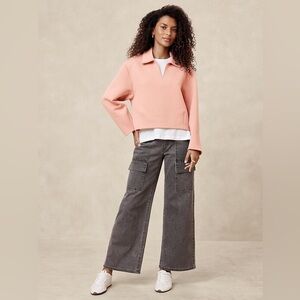 NWT Banana Republic Factory Scuba Popover Sweatshirt – Blush Pink, Size Medium